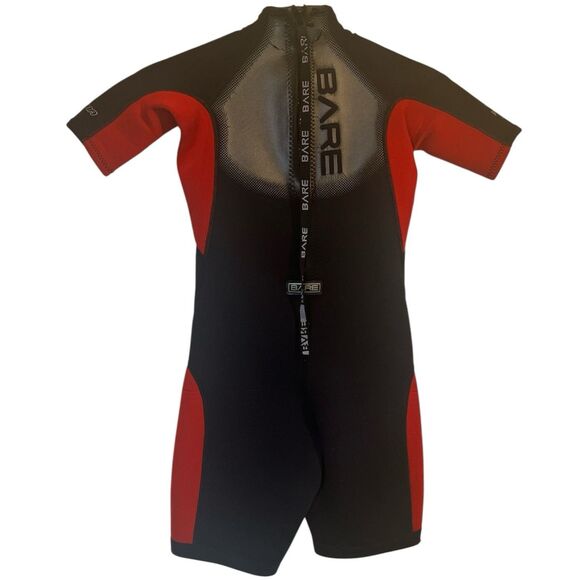 BARE Plazma 2/2mm Shorty Wetsuit Black Red Youth Medium 8/10 - Picture 2 of 10